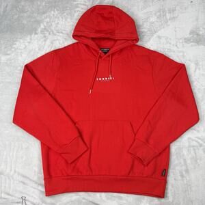 Sonneti London Red Logo Hoodie Men's Large Pullover Streetwear Comfort Fleece